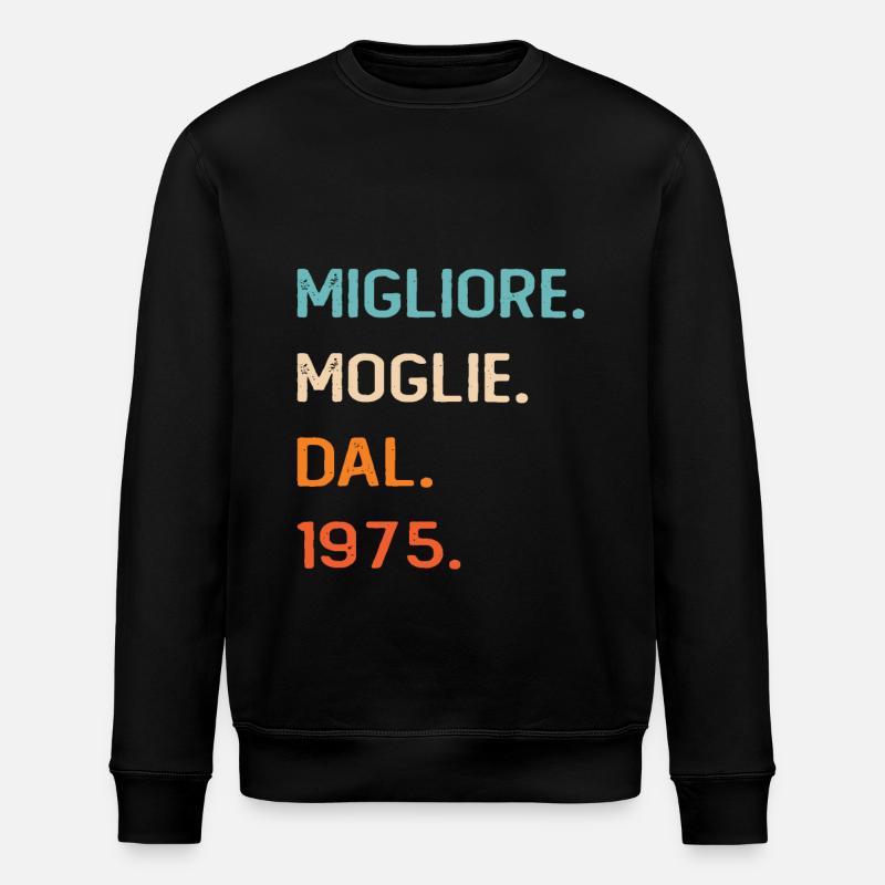 Ehefrau seit 1975 - Stanley/Stella Unisex Bio-Sweatshirt ROLLER - Schwarz