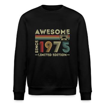 1975 Vintage Retro Birthday Gift - Stanley/Stella ROLLER Unisex Organic Sweatshirt - black - Front - Nik (191cm)