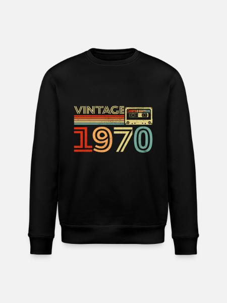 1970's Vintage Retro Birthday Gift - Stanley/Stella ROLLER Unisex Organic Sweatshirt - black