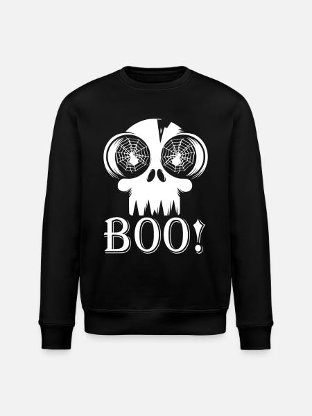 HALLOWEEN CREEPY SKULL BOO! - Stanley/Stella ROLLER Unisex Organic Sweatshirt - black