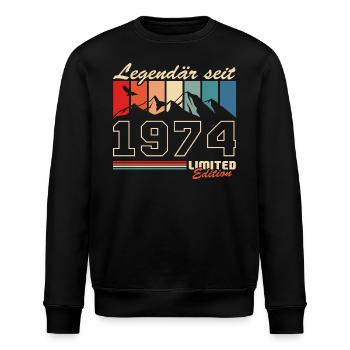 1974 Jahrgang Vintage Berge Geburtstag - Stanley/Stella Unisex Bio-Sweatshirt ROLLER - Schwarz - Vorne - Nik (191cm)