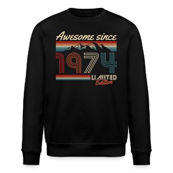 1974 Jahrgang Berge Retro Geburtstag - Stanley/Stella Unisex Bio-Sweatshirt ROLLER - Schwarz - Vorne - Nik (191cm)