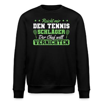 Tennis Spruch Männer Tennisspieler - Stanley/Stella Unisex Bio-Sweatshirt ROLLER - Schwarz - Vorne - Nik (191cm)