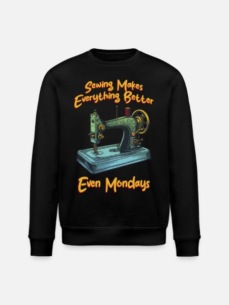 Quiltare Symaskin Sömmerska Kvinnor Flicka Rolig - Ekologisk sweatshirt ROLLER unisex från Stanley/Stella - svart