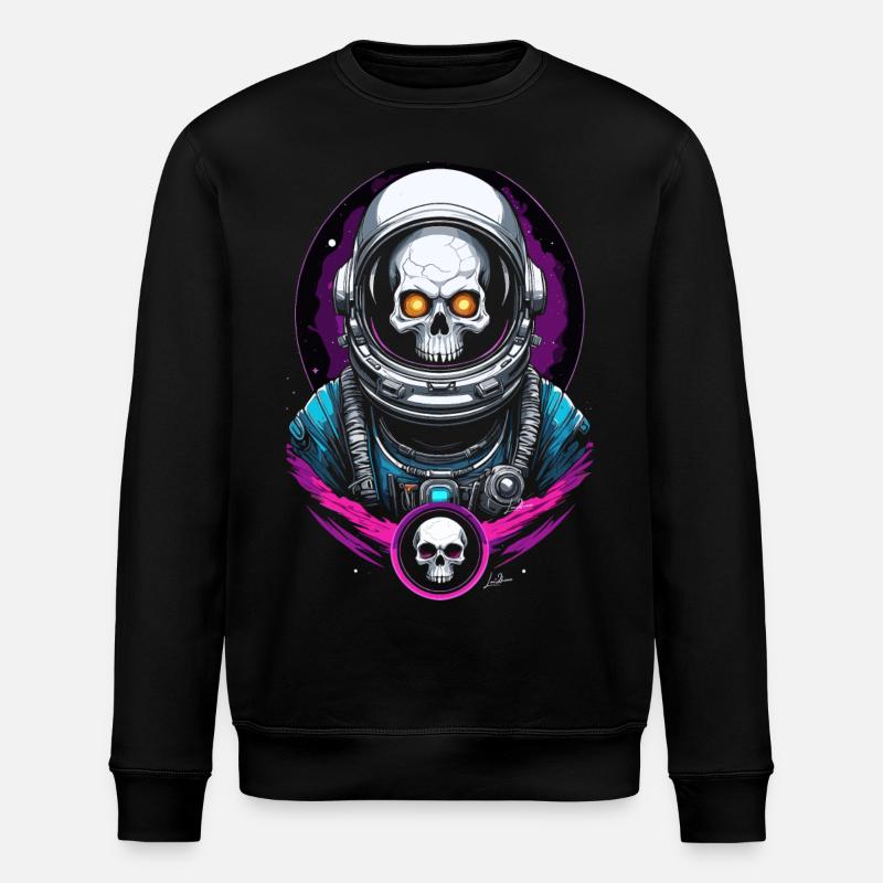 Astronaut Space Skull - Stanley/Stella ROLLER Unisex Organic Sweatshirt - black