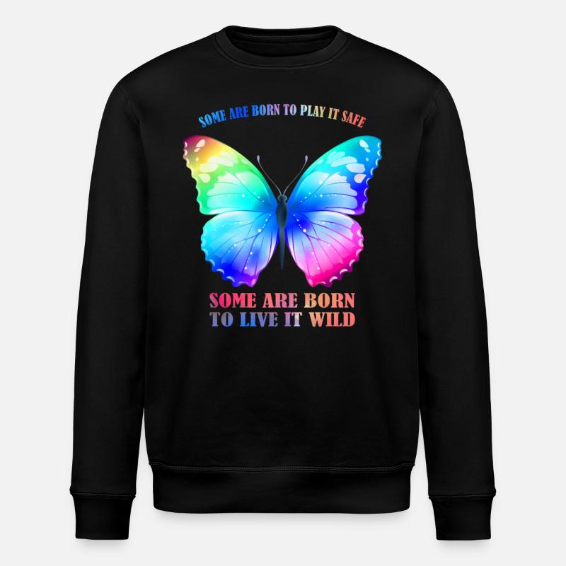 Butterfly Rainbow - Regenbogen Schmetterling Grafik - Stanley/Stella Unisex Bio-Sweatshirt ROLLER - Schwarz