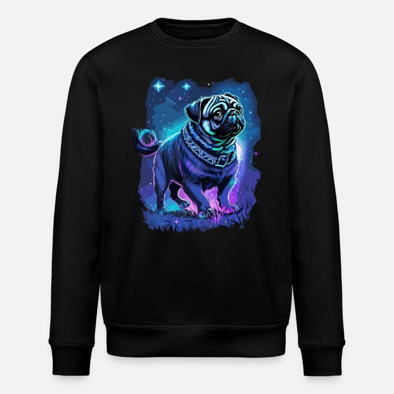Mops Hund Mitternachtszauber - Stanley/Stella Unisex Bio-Sweatshirt ROLLER - Schwarz