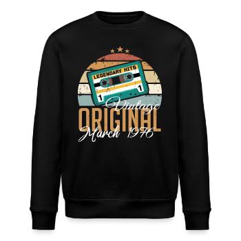 März 1976 - Geburtstagsgeschenk - Stanley/Stella Unisex Bio-Sweatshirt ROLLER - Schwarz - Vorne - Nik (191cm)