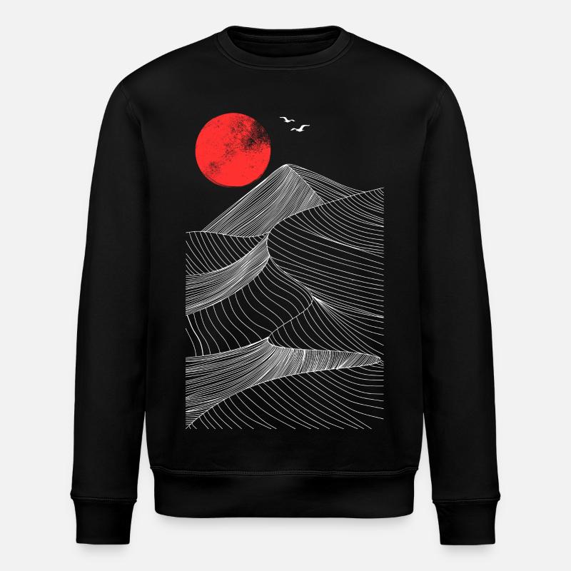 Red Sun Over Mountains Abstract - Stanley/Stella ROLLER Unisex Organic Sweatshirt - black