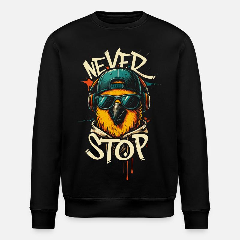 Illustration de perroquet cool - Sweat bio ROLLER Stanley/Stella Unisexe - noir