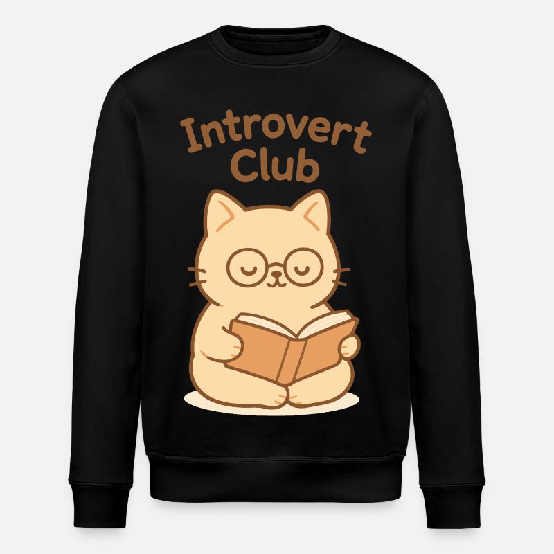 Introvertierte Clubkatze Lesung - Stanley/Stella Unisex Bio-Sweatshirt ROLLER - Schwarz