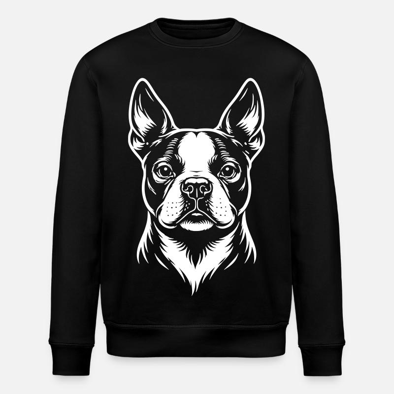 Boston Terrier Head - Stanley/Stella ROLLER Unisex Organic Sweatshirt - black