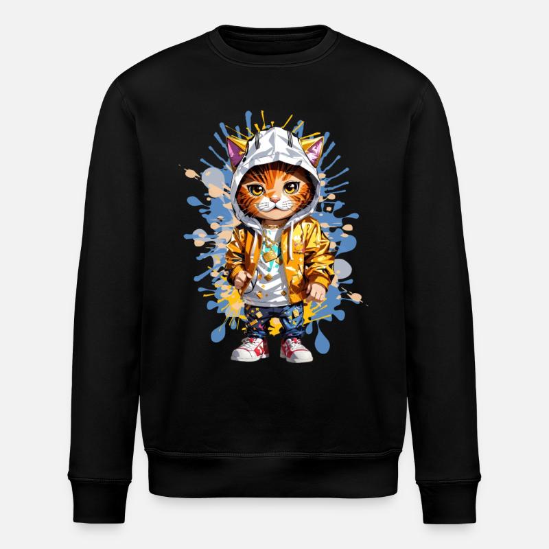 Coole Katze - Stanley/Stella Unisex Bio-Sweatshirt ROLLER - Schwarz