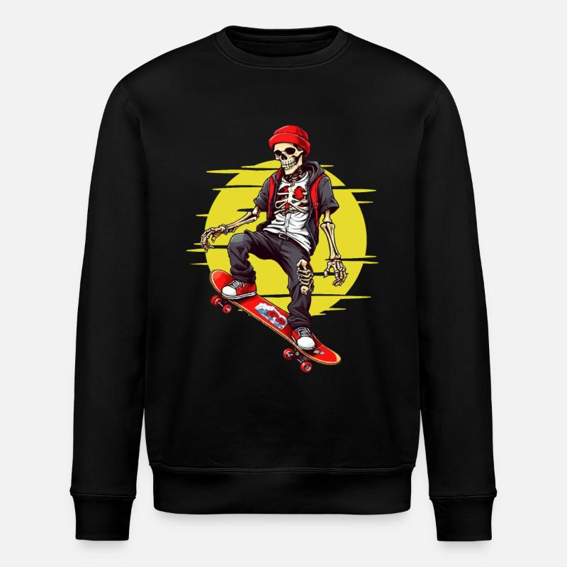Skateboarding Skelett - Stanley/Stella Unisex Bio-Sweatshirt ROLLER - Schwarz
