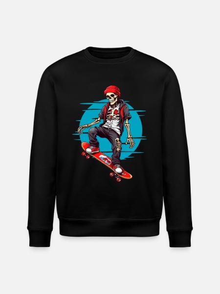 Skateboarding Skeleton - Stanley/Stella ROLLER Unisex Organic Sweatshirt - black