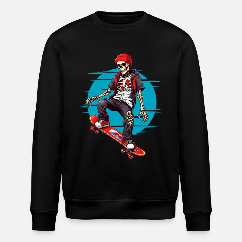 Skateboarding Skeleton - Stanley/Stella ROLLER Unisex Organic Sweatshirt - black