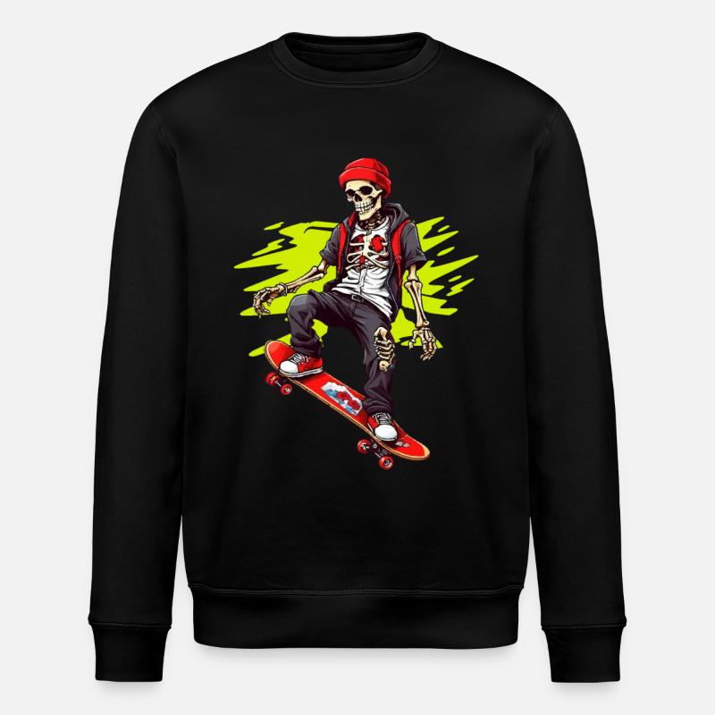 Skateboard Squelette - Sweat bio ROLLER Stanley/Stella Unisexe - noir
