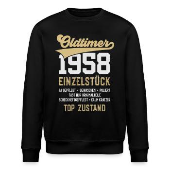 OLDTIMER 1958 EINZELSTÜCK 68. GEBURTSTAG - Stanley/Stella Unisex Bio-Sweatshirt ROLLER - Schwarz - Vorne - Nik (191cm)