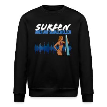 Surfen, aber auf Schallwellen: Tontechniker Shirt - Stanley/Stella Unisex Bio-Sweatshirt ROLLER - Schwarz - Vorne - Nik (191cm)
