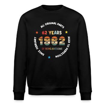 62 Jahre alt Baujahr 1962 Jahrgang Februar 1962 - Stanley/Stella Unisex Bio-Sweatshirt ROLLER - Schwarz - Vorne - Nik (191cm)