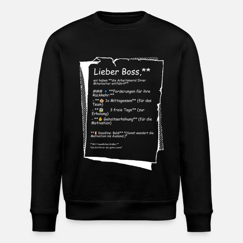 Éthique de travail - Sweat bio ROLLER Stanley/Stella Unisexe - noir