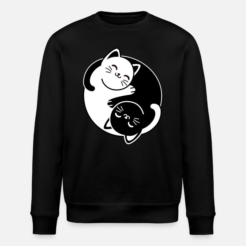 Yin and Yang Cats - Stanley/Stella ROLLER Unisex Organic Sweatshirt - black