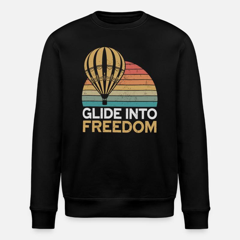Heißluftballon: Glide Into Freedom - Stanley/Stella Unisex Bio-Sweatshirt ROLLER - Schwarz