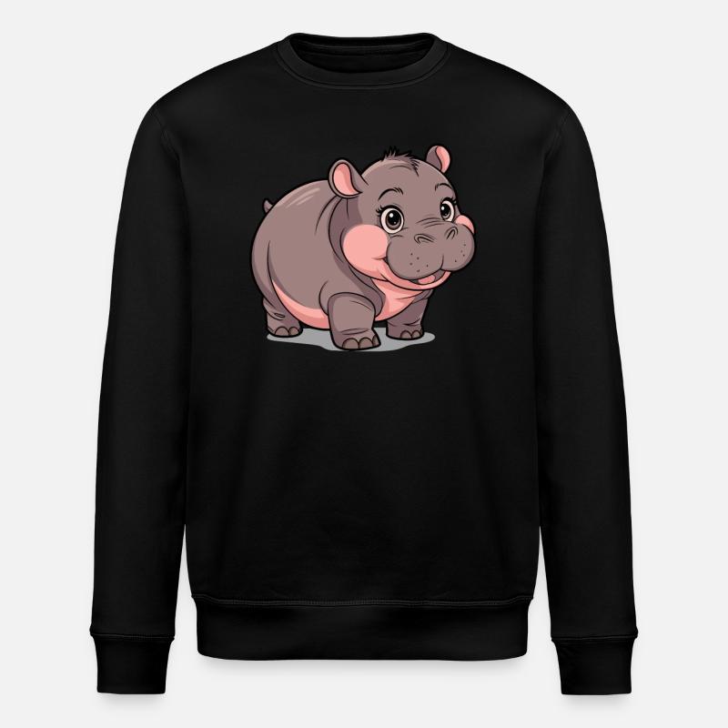 Moo Deng Nilpferd Hippo - Stanley/Stella ROLLER Unisex Organic Sweatshirt - black