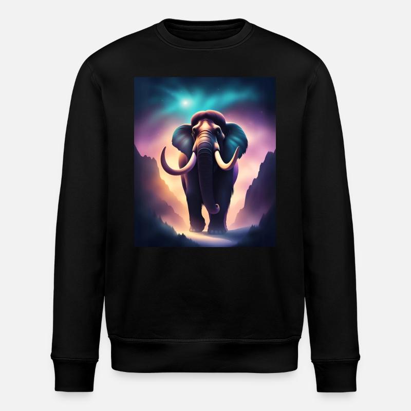 Cool mammoth with purple background - Stanley/Stella ROLLER Unisex Organic Sweatshirt - black