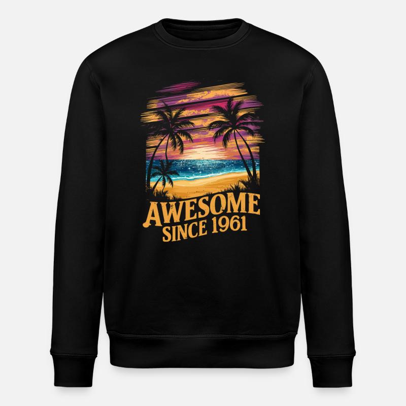 Awesome Since 1961 Beach Sunset - Stanley/Stella ROLLER Unisex Organic Sweatshirt - black
