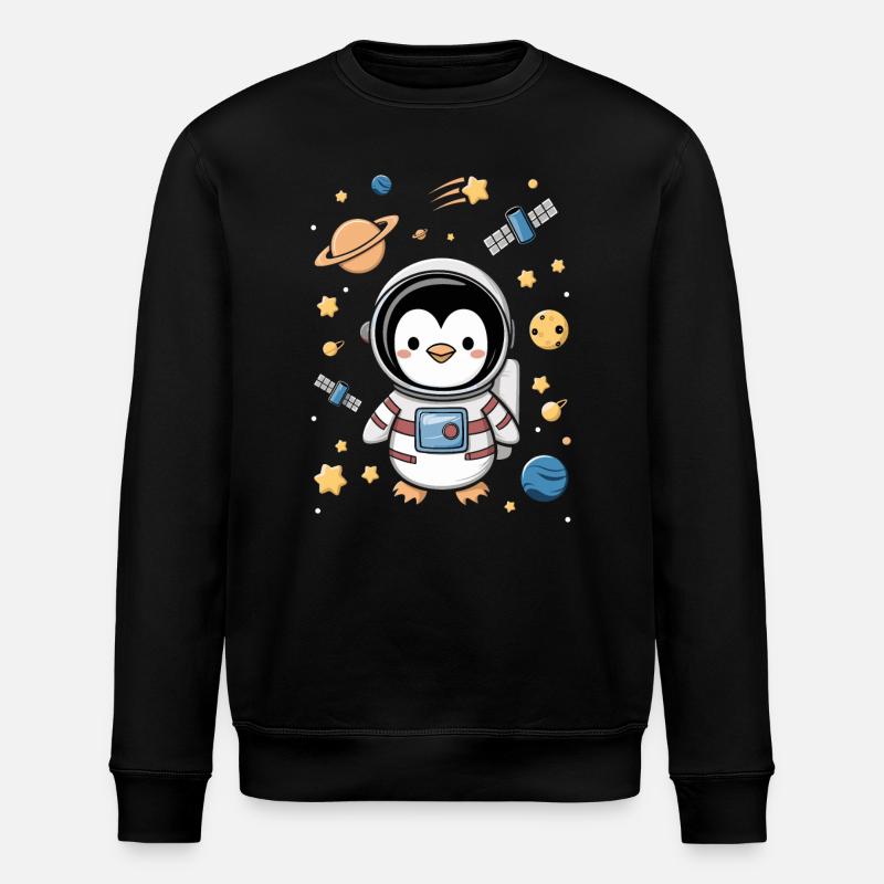 Space Penguin Adventure Astronaut - Stanley/Stella ROLLER Unisex Organic Sweatshirt - black
