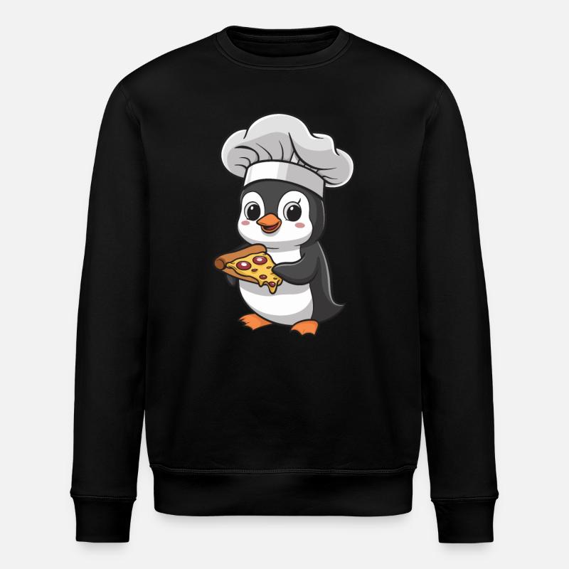 Pinguin Pizzabäcker Mit Pizza - Stanley/Stella Unisex Bio-Sweatshirt ROLLER - Schwarz