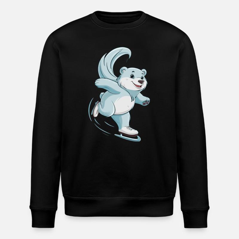 Eisbahn Eisbär Schlittschuhfahren - Stanley/Stella Unisex Bio-Sweatshirt ROLLER - Schwarz