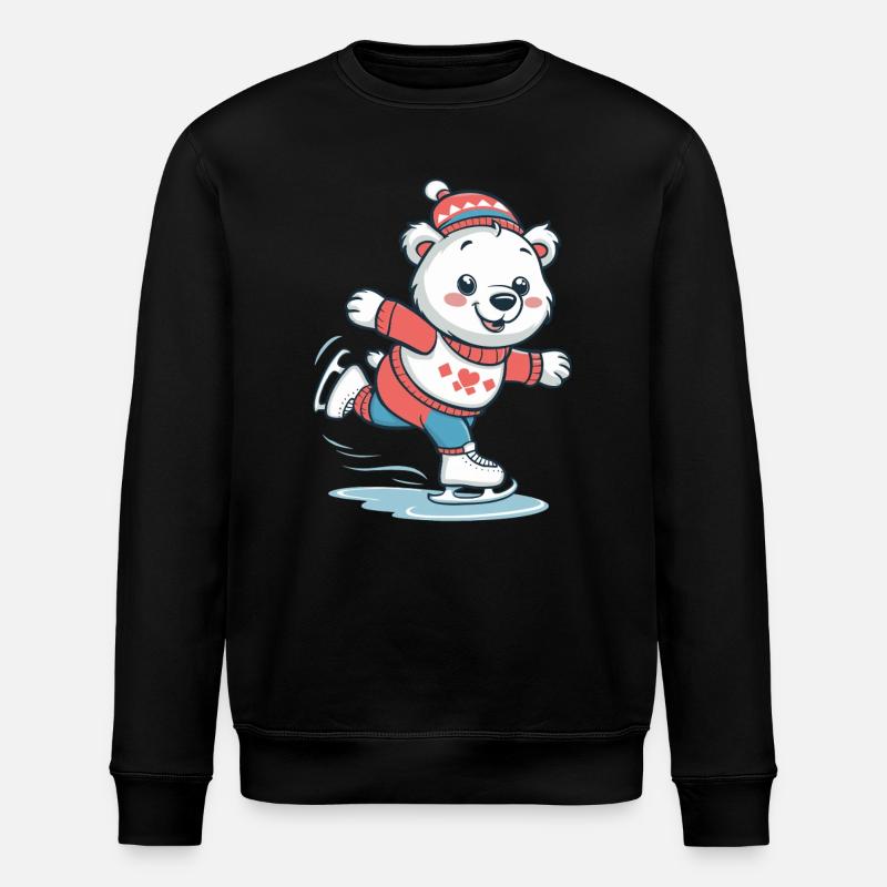 Cute polar bear skating - Stanley/Stella ROLLER Unisex Organic Sweatshirt - black