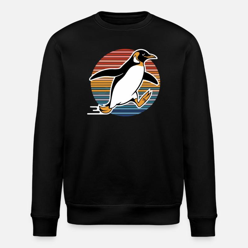 Fast penguin in retro style - Stanley/Stella ROLLER Unisex Organic Sweatshirt - black