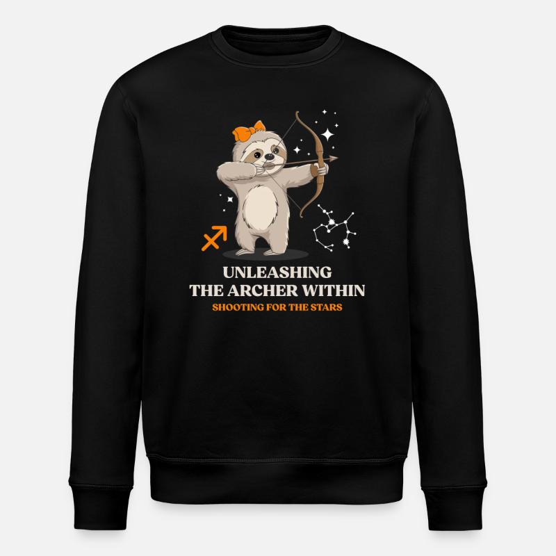 Schütze Sternzeichen Faultier: Entfessle den - Stanley/Stella Unisex Bio-Sweatshirt ROLLER - Schwarz