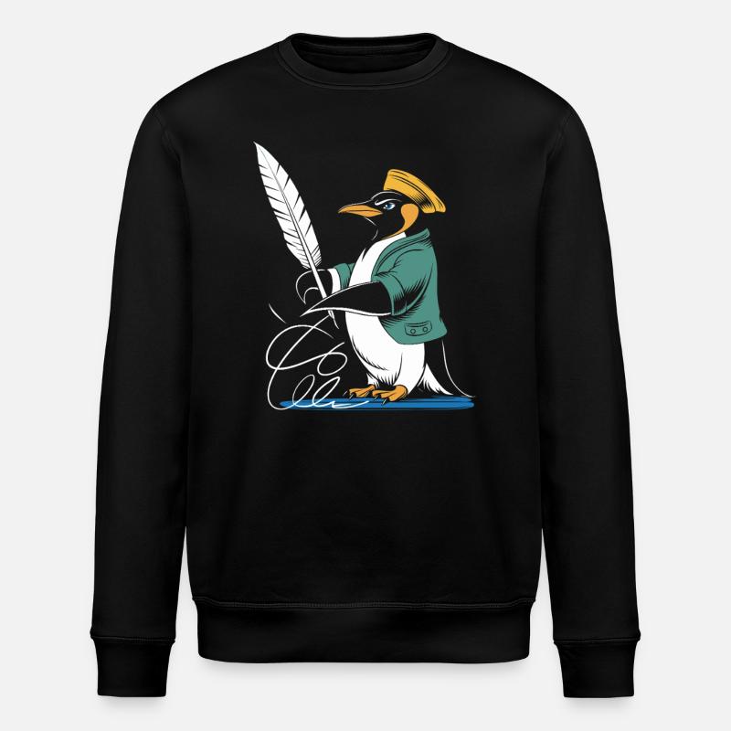 Calligraphie Pingouin Créativité avec Plume - Sweat bio ROLLER Stanley/Stella Unisexe - noir