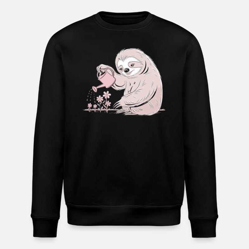 Gemütlicher Gärtner Faultier Mit Gießkanne - Stanley/Stella Unisex Bio-Sweatshirt ROLLER - Schwarz