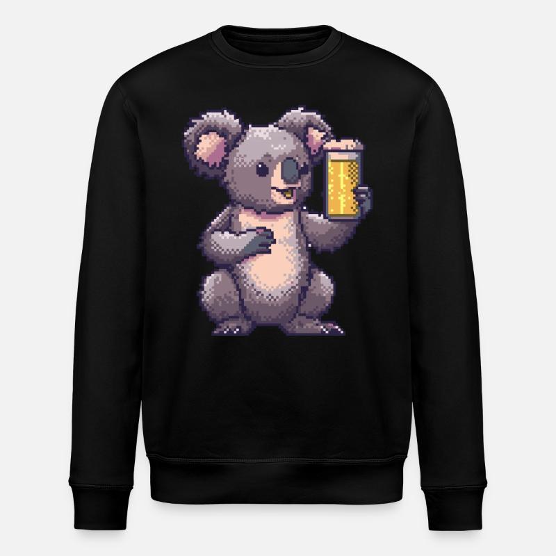 Koala Pixel Bier - Stanley/Stella Unisex Bio-Sweatshirt ROLLER - Schwarz