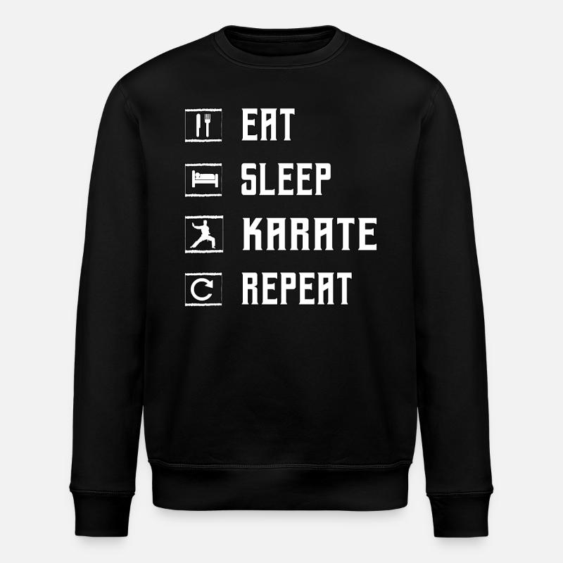 Eat Sleep Karate Repeat - Stanley/Stella ROLLER Unisex Organic Sweatshirt - black