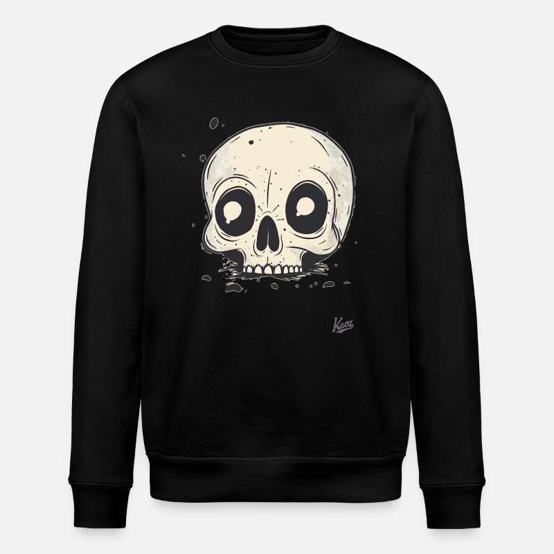 Lustiger Cartoon-Schädel - Stanley/Stella Unisex Bio-Sweatshirt ROLLER - Schwarz