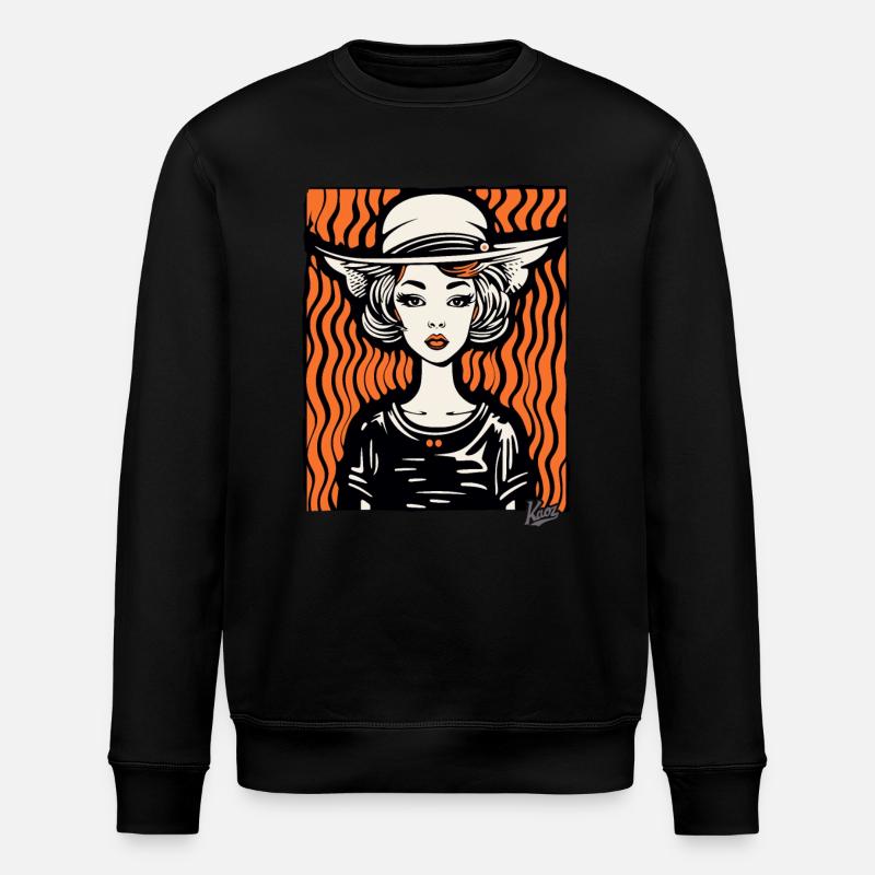 A lady with a hat - Stanley/Stella ROLLER Unisex Organic Sweatshirt - black