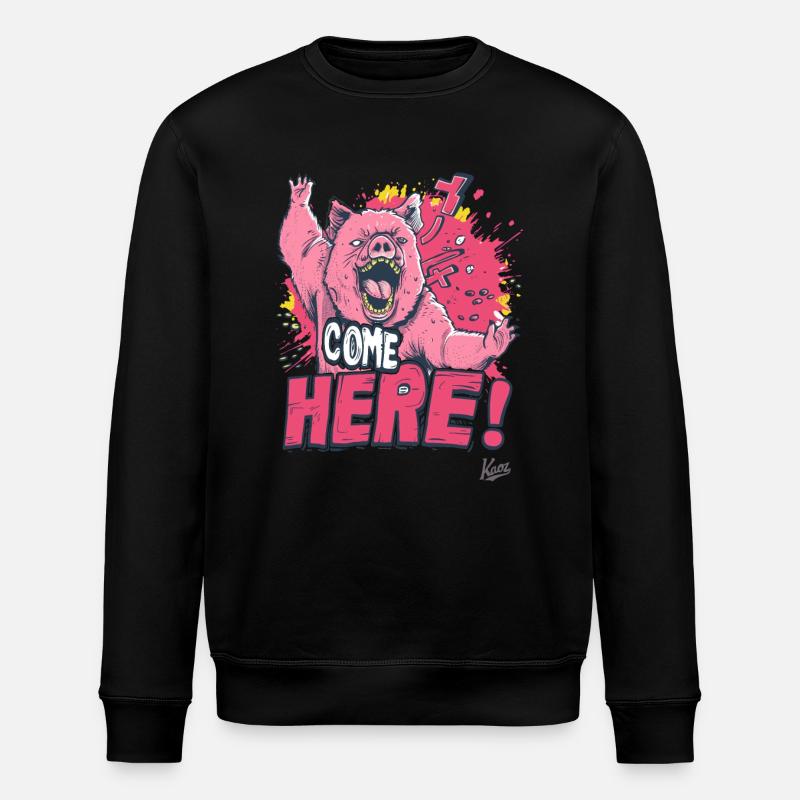 Wütender Bären-Schwein-Kampf: Komm her! - Stanley/Stella Unisex Bio-Sweatshirt ROLLER - Schwarz