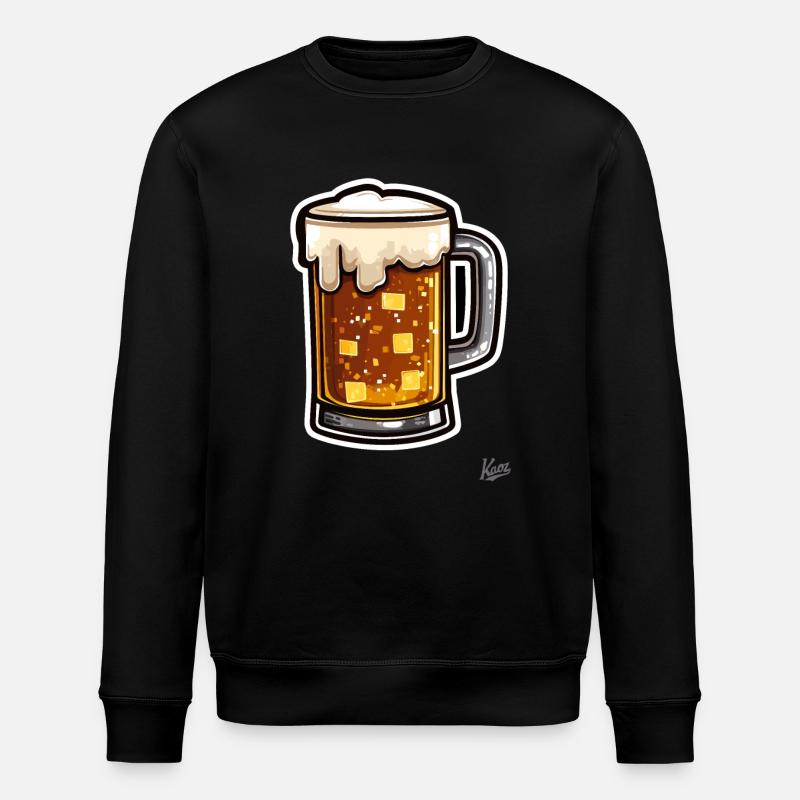 Pixel Bierkrug mit Schaum - Stanley/Stella Unisex Bio-Sweatshirt ROLLER - Schwarz