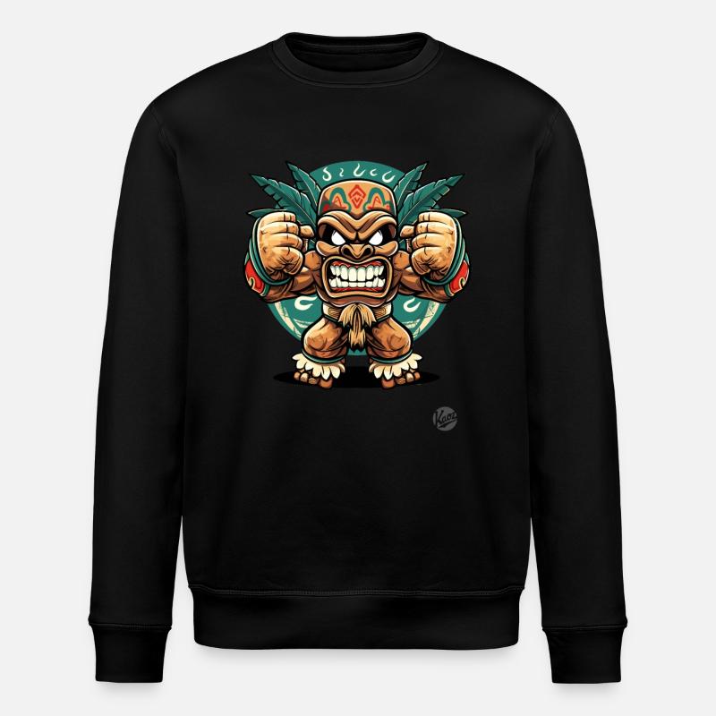 Wütender Maya-Aztekischer Dschungel-Tiki-Gott - Stanley/Stella Unisex Bio-Sweatshirt ROLLER - Schwarz