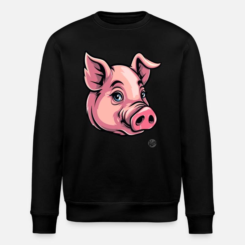 Lustiges rosa Schwein - Stanley/Stella Unisex Bio-Sweatshirt ROLLER - Schwarz