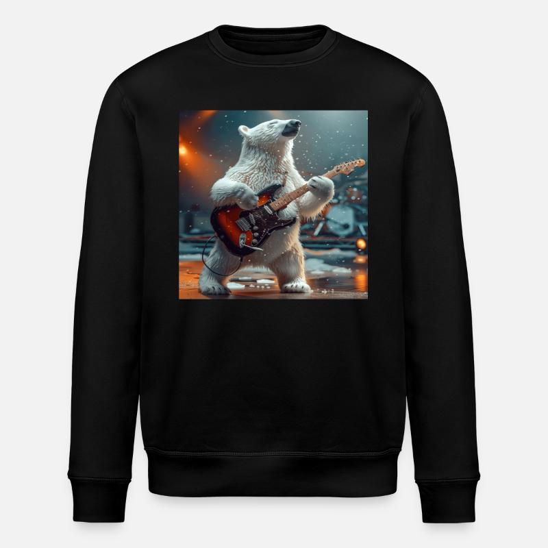 ours blanc - Sweat bio ROLLER Stanley/Stella Unisexe - noir