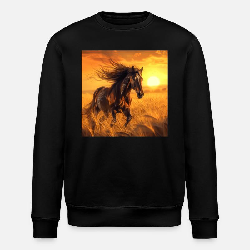Pferd - Stanley/Stella Unisex Bio-Sweatshirt ROLLER - Schwarz
