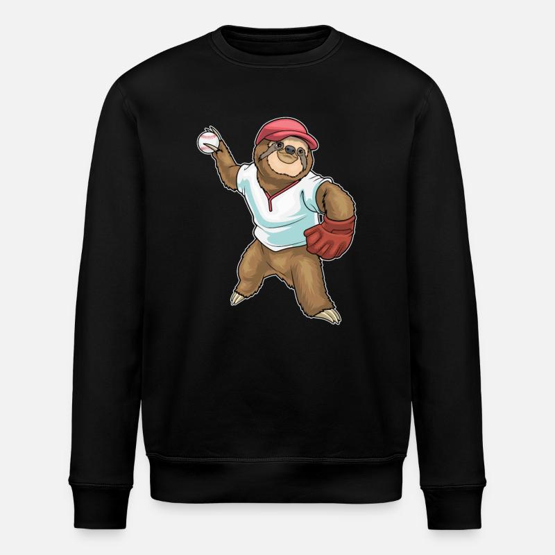 Sloth Baseball Baseball Glove - Stanley/Stella ROLLER Unisex Organic Sweatshirt - black