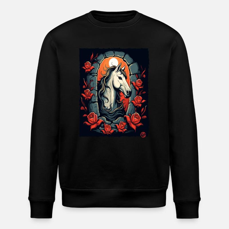 Rosen und Pferd - Stanley/Stella Unisex Bio-Sweatshirt ROLLER - Schwarz